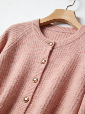 樱花粉针织开衫